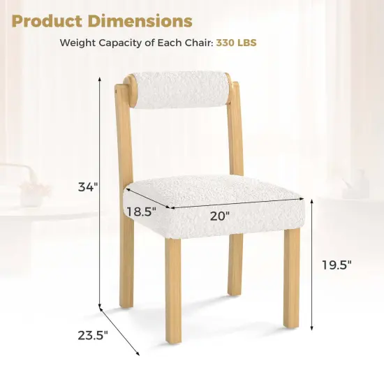 Costway Wooden Dining Chair Set of 2/4 Faux Sherpa Upholstered Kitchen Dining Room Chairs {3}