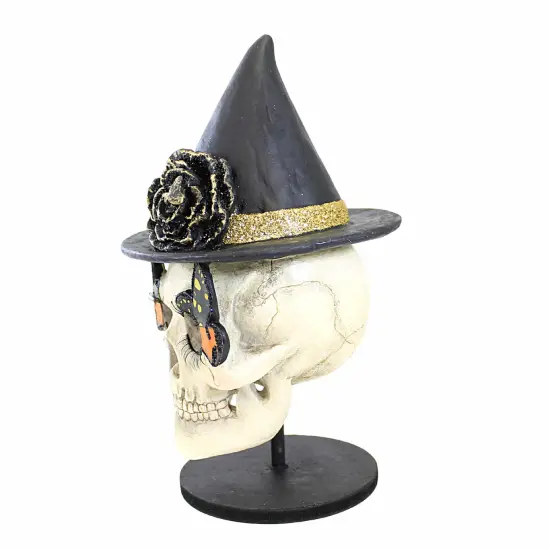 Bethany Lowe 11.5 Inch Moth Skull Halloween Figurine , Lightweight Halloween Decor Halloween Butterfly Witches Hat Multicolored {3}