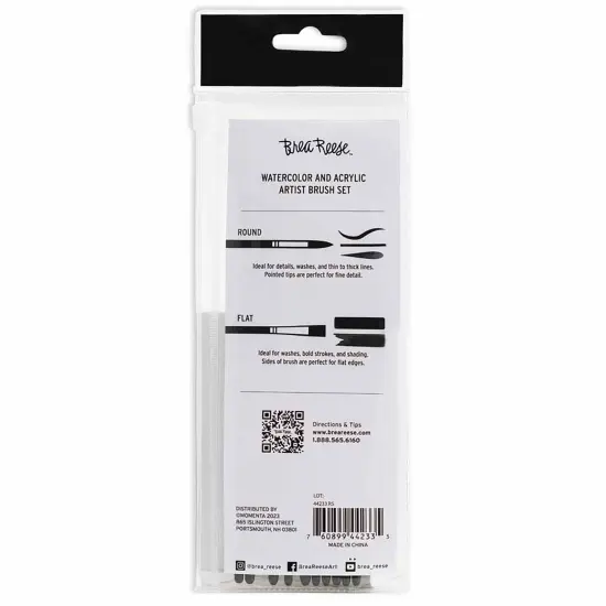 Brea Reese: Brush Set: Value Pack - 10pc - Gold Taklon Bristles, Storage Pouch, Perfect for Watercolor & Acrylic Paints, Adult Art Supplies {4}