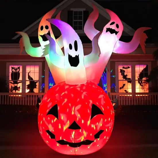 Halloween Inflatables Pumpkin Ghost Outdoor Decorations 6ft Giant Blow Up Three Ghost {6}