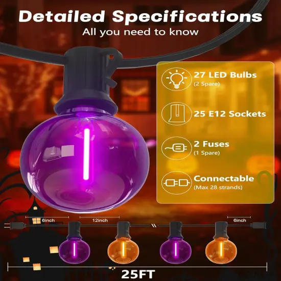 25FT G40 LED Outdoor Halloween String Lights {2}