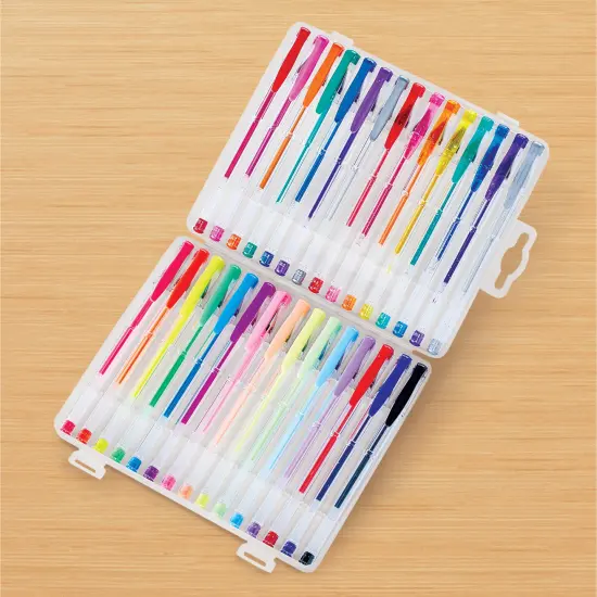 Collections Etc Colorful Gel Pens with Travel Case - Set of 30 {4}