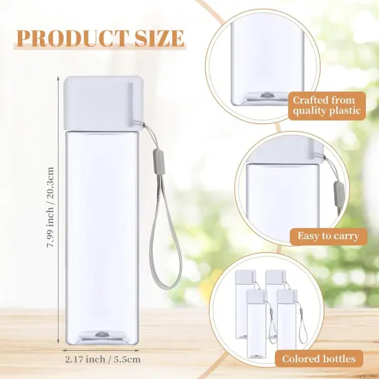 20 Pieces Plastic Water Bottles Bulk(White,Rectangle) {2}