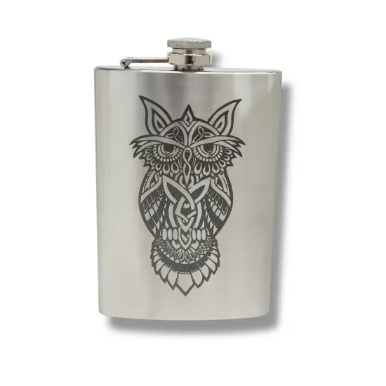 8oz Celtic Owl Stainless Steel Flask {1}