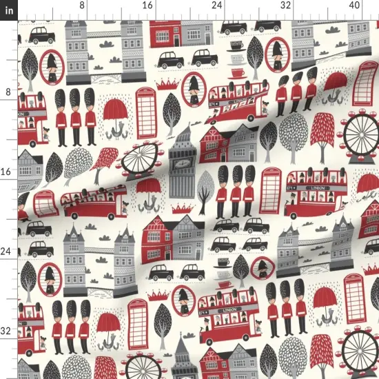 Various Fabrics by the Yard or Fat Quarter London British Bus Great England Custom Printed Fabric by Spoonflower {1}