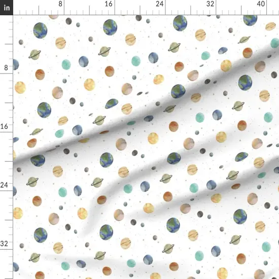 Various Fabrics by the Yard or Fat Quarter Solar System Medium Space Nursery Theme Planets Stars Astronomy Custom Printed Fabric by Spoonflower {1}
