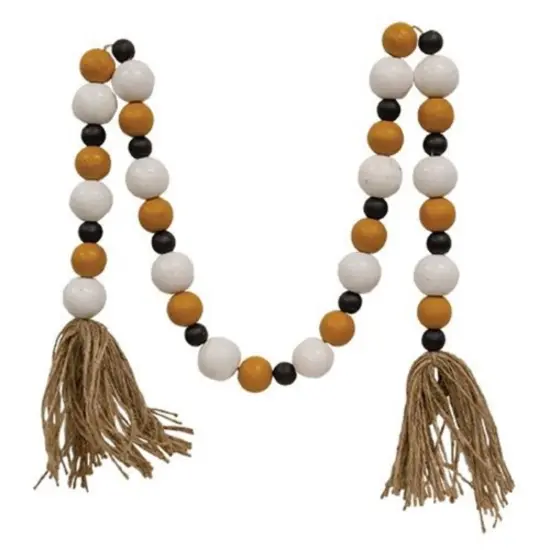 Halloween Bead Garland with Twine Tassels, 44 Inches {1}