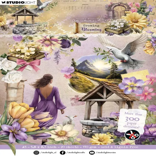 Jenine's Mindful Art Die-Cut Paper Pad 4.13"X5.83" 20/Pkg-Growing & Blooming {1}