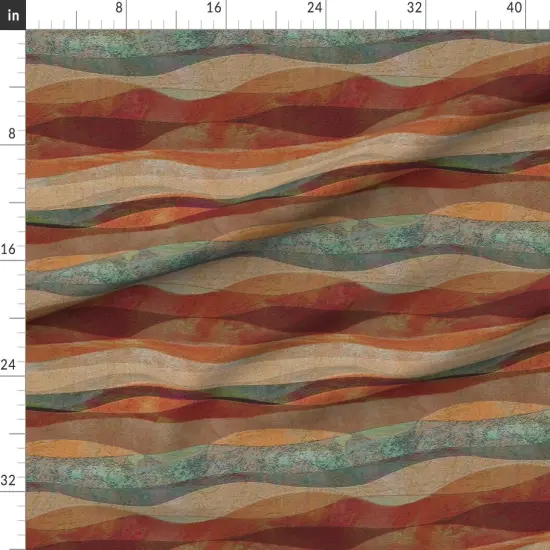 Various Fabrics by the Yard or Fat Quarter Abstract Landscape Travertine Look Sandstone Coral Orange Teal Green Turquoise Arizona Southwest Art Custom Printed Fabric by Spoonflower {1}