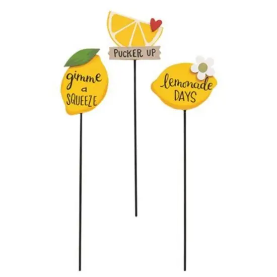 Yellow Wood Lemon Plant Poke with Playful Phrases Wooden Wands 3 Asstd. {1}