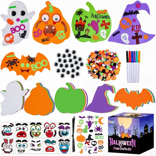 330PCS Halloween Foam Stickers Set, Pumpkin Ghost Spider Bat Crafts Kit {1}