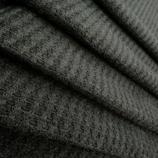 1 Yard Waffle Solid Knit Fabric, 58/60&Prime; Wide Polyester Rayon Spandex Blend OLIVE NEW {7}