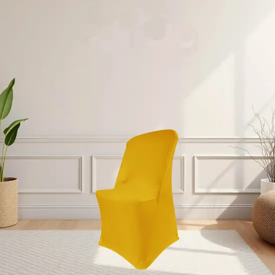 1 Piece Gold Stretch Chair Cover Premium Spandex Fit for Lifetime Folding Chair {3}