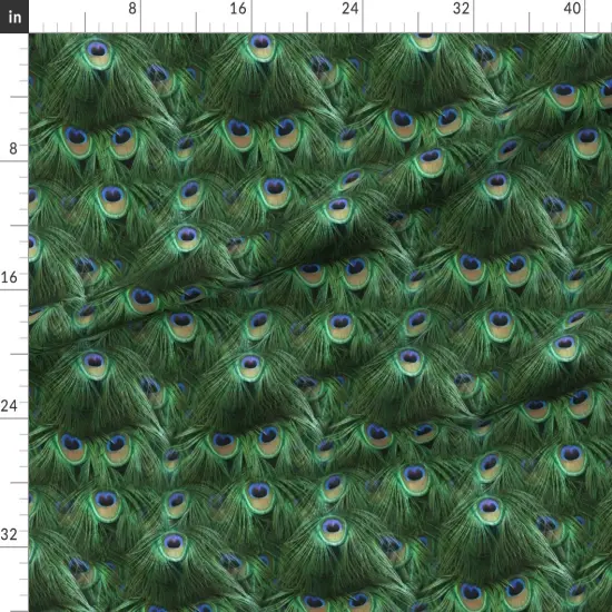 Various Fabrics by the Yard or Fat Quarter Tale Peacock Tail Feathers Feather Bird Fancy Photographic Abstract Custom Printed Fabric by Spoonflower {1}