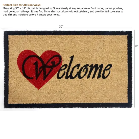 Gardenised Heavy Duty Coco Coir Doormat Non Slip PVC Baking Embossed Welcome Design Natural Coconut Fiber Floor Mat for Front Door Porch Patio Entryway Garage Mudroom & Outdoor Use 18x30" Hearty Welcome {5}