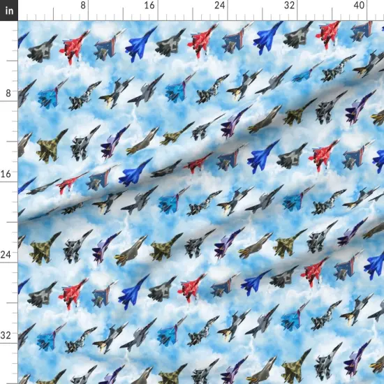 Various Fabrics by the Yard or Fat Quarter Fighters Airplane Planes Collage Fighter Air Boys Custom Printed Fabric by Spoonflower {1}