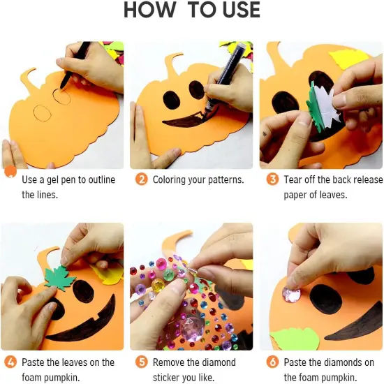 30Pcs Halloween Foam Pumpkin Craft Kit Decorations {4}