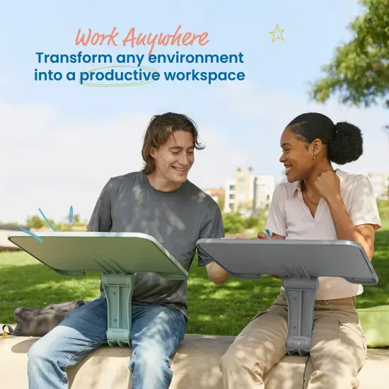 The Surf Folding Portable Lap Desk, Large, Flexible Seating Grey {3}
