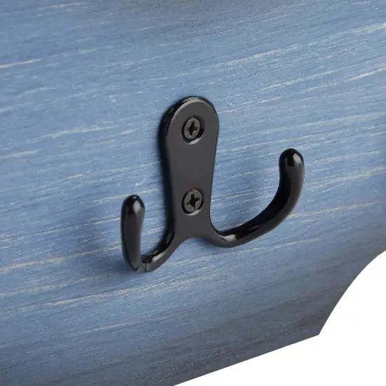Whale Tail Wall Hook for Nursery, Nautical Ocean Wall Decor (Blue, 15.5 x 6.75 x 1 In) {6}
