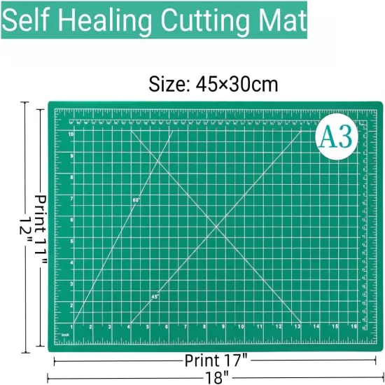 45mm Rotary Cutter and Mat Set, Fabric Cutter Wheel and 12x18 Inch Self Healing Sewing Cutting Mat, Fabric Rotary Cutter with 5pcs Rotary Blades for Quilting Patchworking Crafts, Turquoise {2}