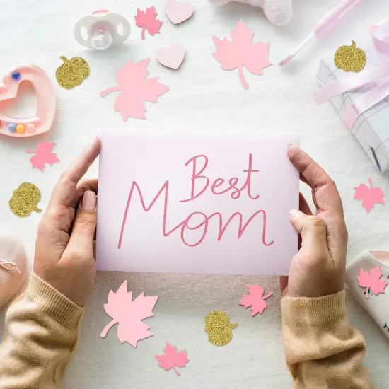 200 Pieces Thanksgiving Pink and Gold Pumpkin Confetti Christmas Baby Shower {4}