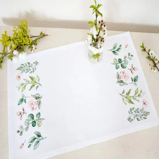 Leaves and flowers FM019L Table Cloth Counted Cross-Stitch Kit {1}