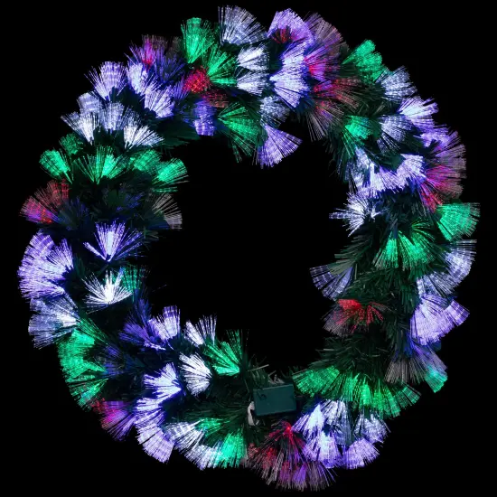 Northlight Multi-Function Color Changing Fiber Optic Artificial Pine Christmas Wreath - 24" Green {4}