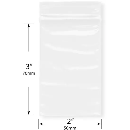 Plymor 2" x 3", White 2 Mil Zipper Reclosable Plastic Bags {3}
