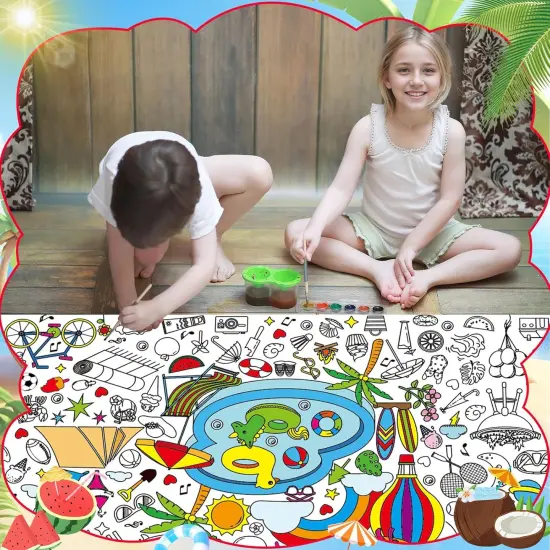2 PCS Giant Summer Activity Coloring Poster, Under The Sea Large Coloring Tablecloth Ocean Animals Giant Color-in Paper Table Cover for Kids School Classroom Wall Birthday Crafts Supplies {2}