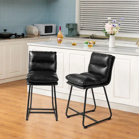 Set of 2/4 Modern Thick Leatherette Counter Stool with Metal Legs {8}