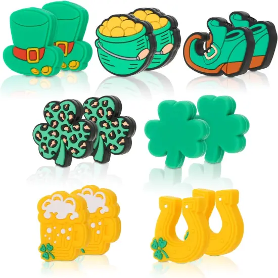 Silicone Focal Beads Kit, 14 Pcs St. Patrick's Day Theme, Assorted Shapes, Silicone Beads Bulk for Jewelry Making {1}