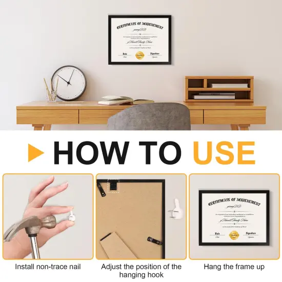 5 PACK Certificate Frames 8.5 x 11,Black Diploma Frame Document Frame with Clear Plexiglass,Picture Frames for Tabletop and Wall Display {3}