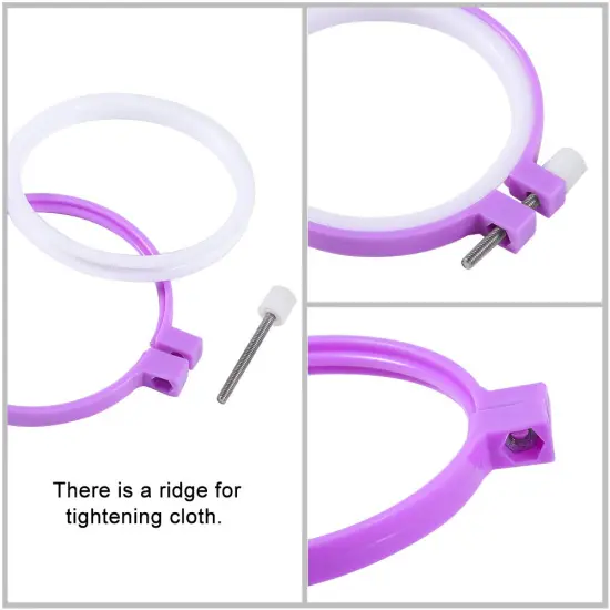 Caydo 6 Pieces Embroidery Hoops and 15 Needles, Plastic Circle Cross Stitch Hoop Ring Embroidery Circle Set, 3.4 inch to 10.4 inch (Multicolor) {3}