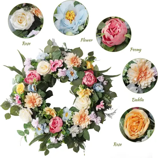24Inch Spring Wreaths for Front Door, Spring Wreaths, Peony Wreaths for Front Door {2}