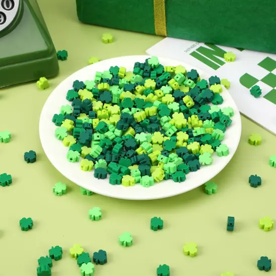 St. Patrick's Day Polymer Clay Beads, 300PCS Green Shamrock Clay Beads Heishi Spacer Beads for Bracelet Necklace Jewelry Making {3}