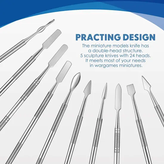 5 Pieces Miniature Sculpting Tools Set Mini Stainless Steel Double-Headed Tool for Model and Convert Plastic, Resin and Metal Tabletop War Game Miniatures Models {6}
