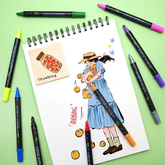 Acrylic Paint Markers,18pcs Dual Tip Acrylic Paint Set,Acrylic Paint Marker Pens with Brush Tip and Dot Tip for Painting Rock Diy Crafts Art Supplies {5}