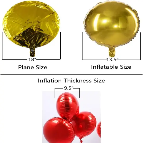 18" Gold Round Shaped Foil Balloons Mylar Helium Balloons for Birthday Party Wedding Baby Shower Decorations, Pack of 20 {3}