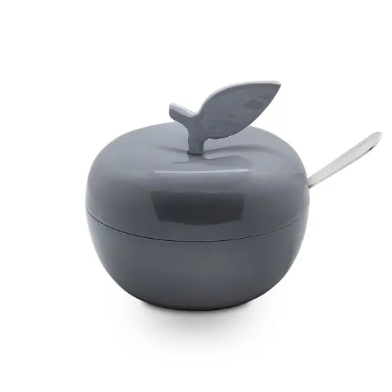 Enamel Apple Shaped Honey Dish Grey {2}