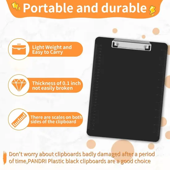 Black Clipboards, 26 Pack Plastic Black Clipboards with Low Profile Clip 12.5 x 9 Standard Letter Size Clipboard for classrooms Office {3}