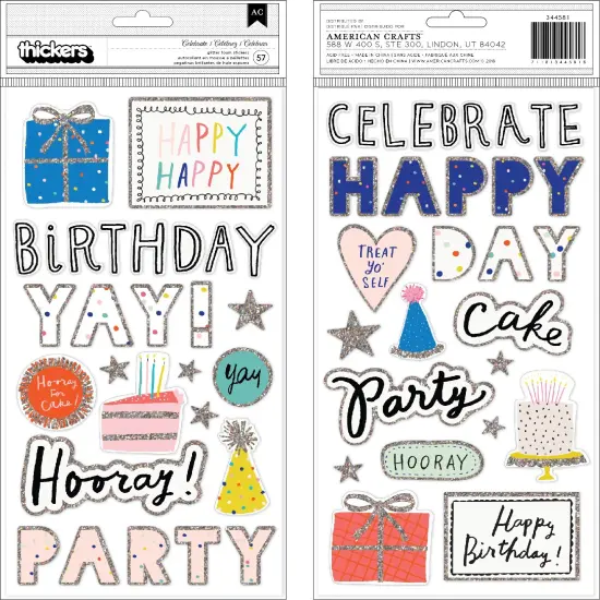 Thickers Hooray Word Stickers with Glitter Accents - 57pcs {1}