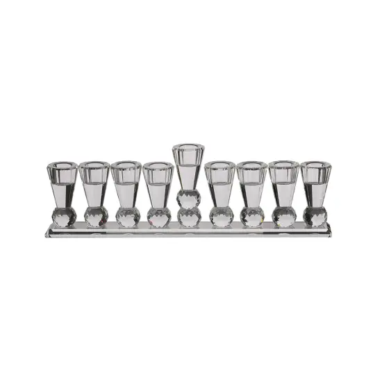 Flat Base Crystal Menorah By Kinor Decor {1}