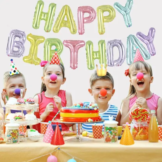 Happy Birthday Balloons Banner 16 Inch Mylar Foil Letters Birthday Sign Bunting for Girls Boys Kids & Adults Birthday Decorations and Party Supplies（Different Color） {3}