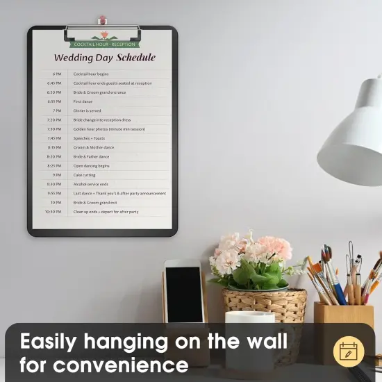 Plastic Clipboards 2 Pack, A4 Black Clip Board 8.5x11 for Classroom, Students, Kid, Woman, Size 9" x 12.5" with Low Profile Clip, Office & School Supply {4}