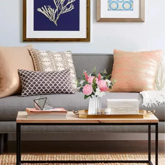 Artificial Silk Flowers Artificial Flowers Bouquets Pink Florals Arrangements Faux Peony Faux Flower Stems for Spring Wedding Bride Home Table Centerpiece Farmhouse Decorations 16PCS {5}