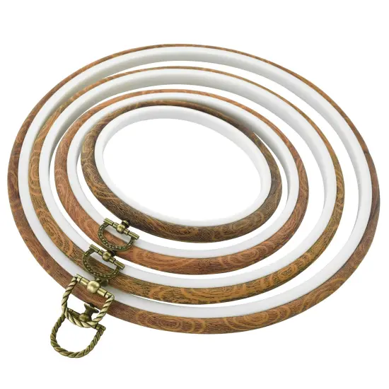 Embroidery Hoop Frames by Celley, Vintage Imitated Wood Design, Sizes from 5.5 Inches to 10.2 Inches, 4 Pcs {1}