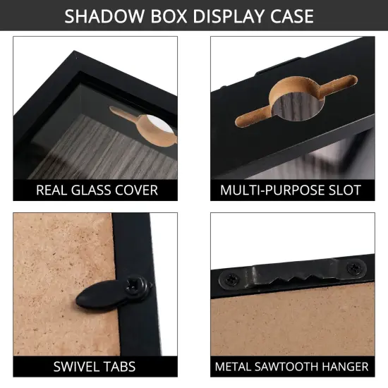 5x7 Top Loading Shadow Box Frame with HD Glass,Wood Display Case with Slot,1.25 inches Interior Depth,Ideal for Wine Bottle Caps,Tickets,Shells,Stamps and More,Black {4}