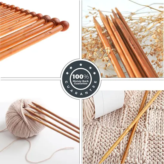 Bamboo Knitting Needles Set Knitting Needle Case Kits for Beginners Wooden Wood {4}