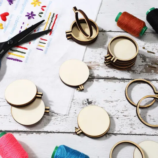 Mini Embroidery Hoops Adjustable Wooden Circle Cross Stitch Hoop Ring Bulk Round Embroidery for Art Craft Handy Sewing and Decoration(20 Pieces,2.2 x 2 Inch) {2}