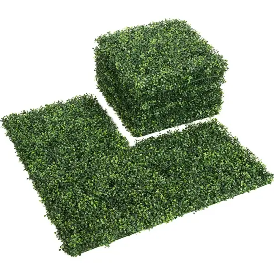 12 PCS 20"x20" Durable Artificial Boxwood Plant Wall Panel Hedge Fence Natual {1}